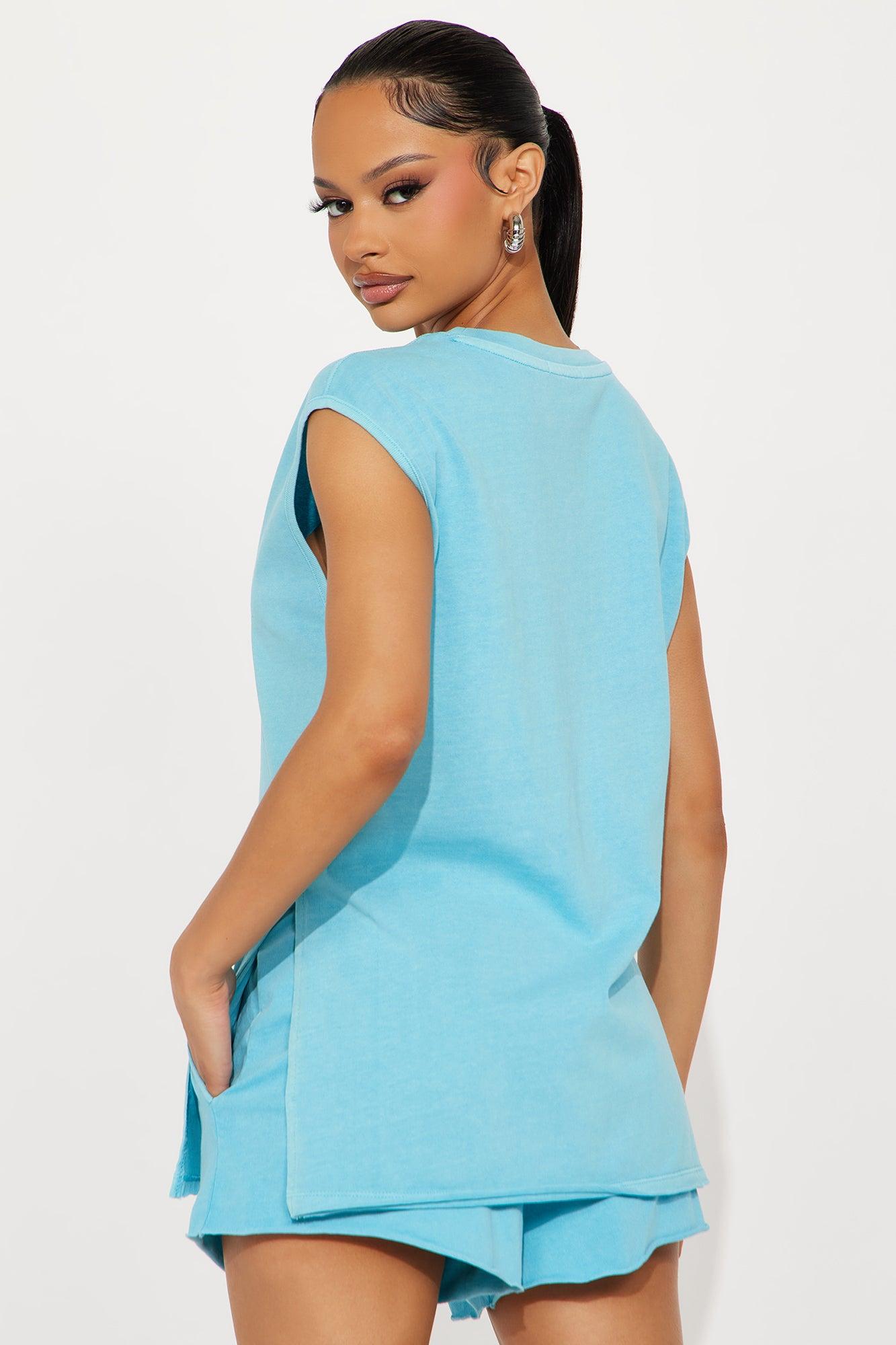 Get Ready With Me Short Set  - Aqua Female Product Image