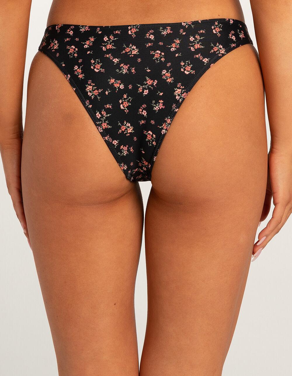 FULL TILT Ditsy Floral Skimpy Bikini Bottoms - BLACK COMBO Product Image