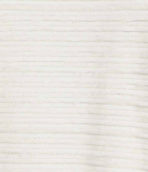 Multiples Plus Size Soft Textured Striped Plush Rib Knit Wrap Collar 3/4 Bungee Sleeve Top Product Image