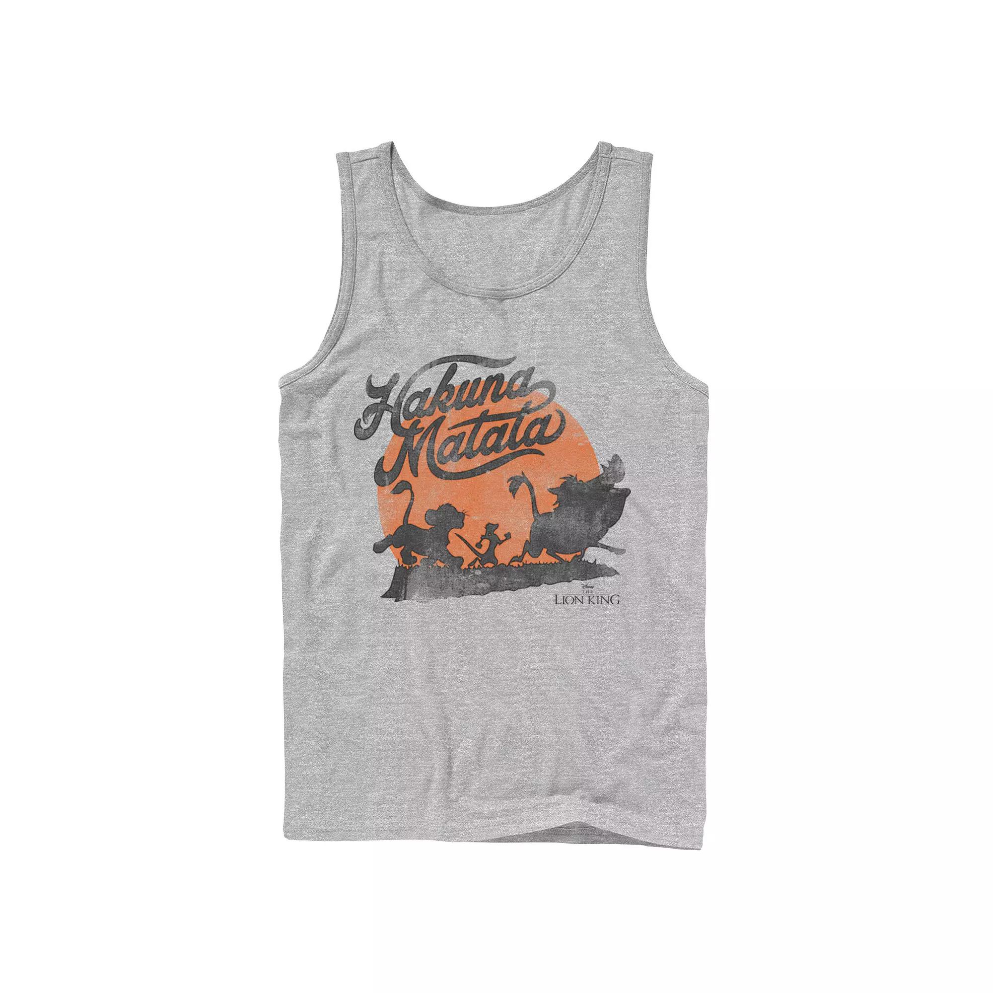 Disney's The Lion King Men's Hakuna Matata Orange Sunset Vintage Tank Top,  Product Image