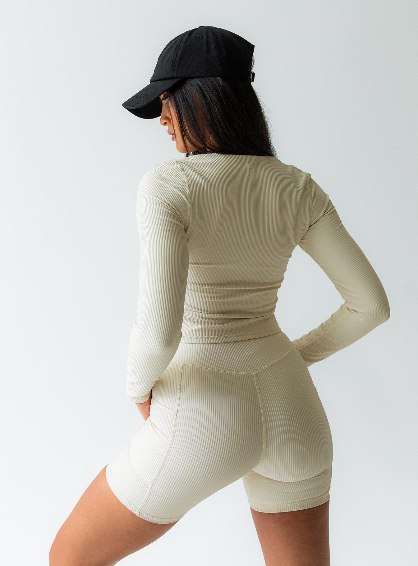 Power Activewear Rib Shorts Latte Product Image