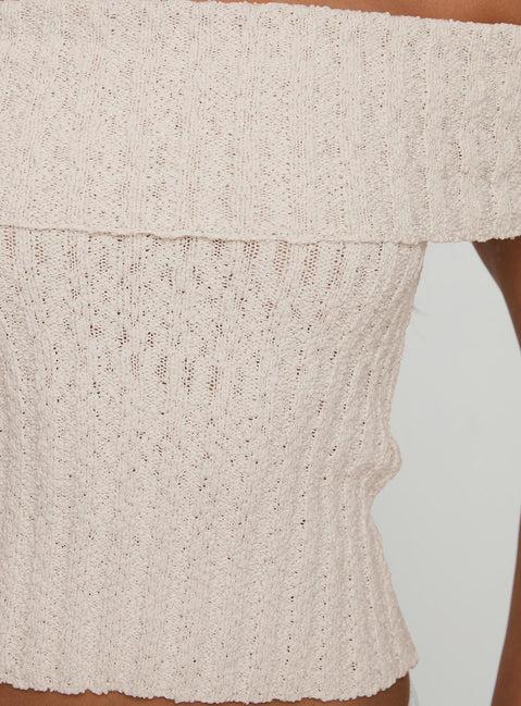 Murmur Off Shoulder Top Beige Product Image