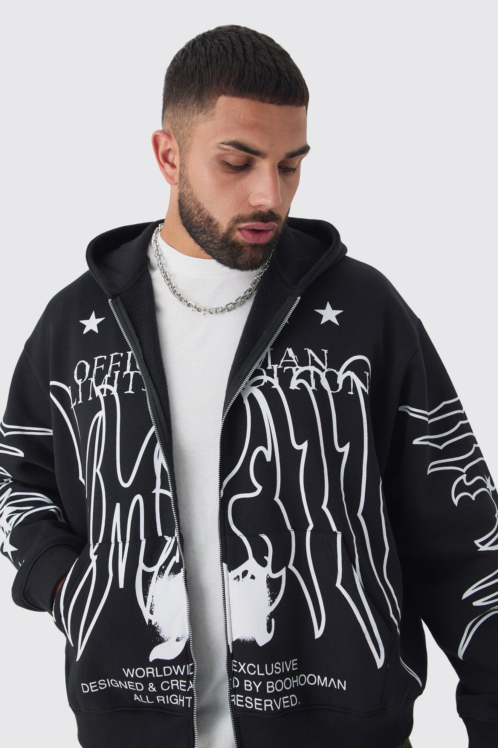 Plus Oversized Official Man Print Hoodie | boohooMAN USA Product Image