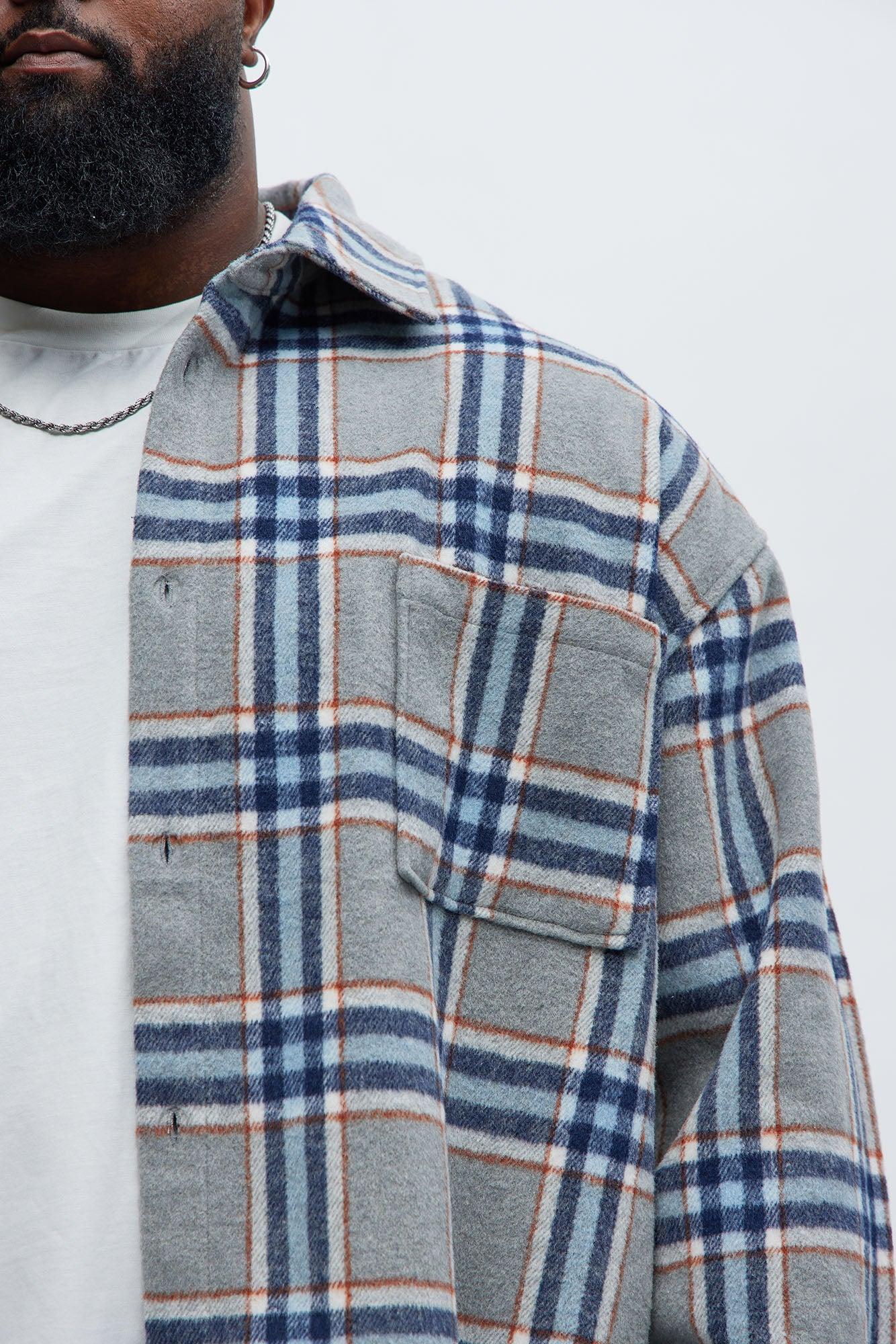 Come See Me Plaid Shacket - Blue Product Image