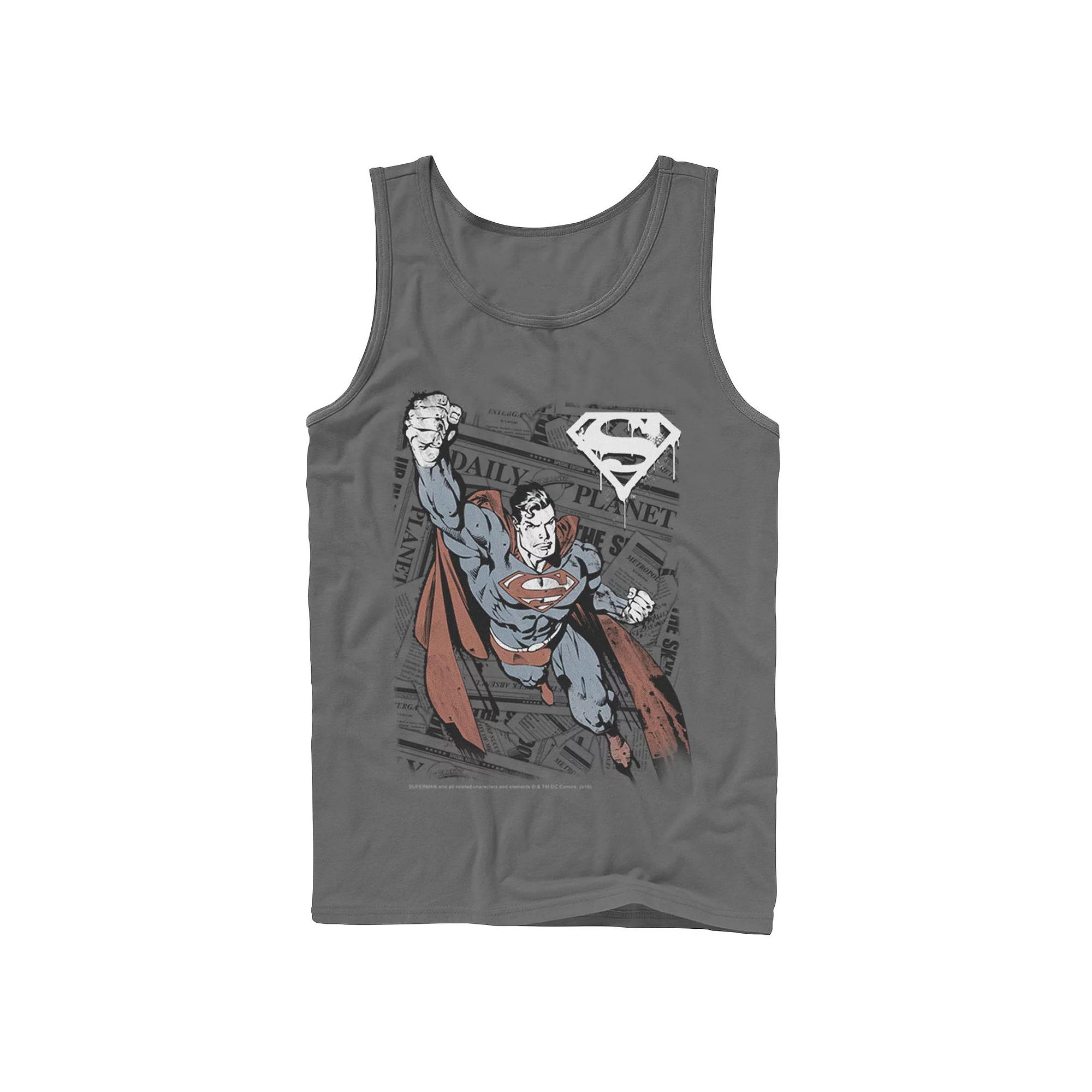 Men's DC Comics Superman Daily Planet Background Poster Tank Top,  Product Image