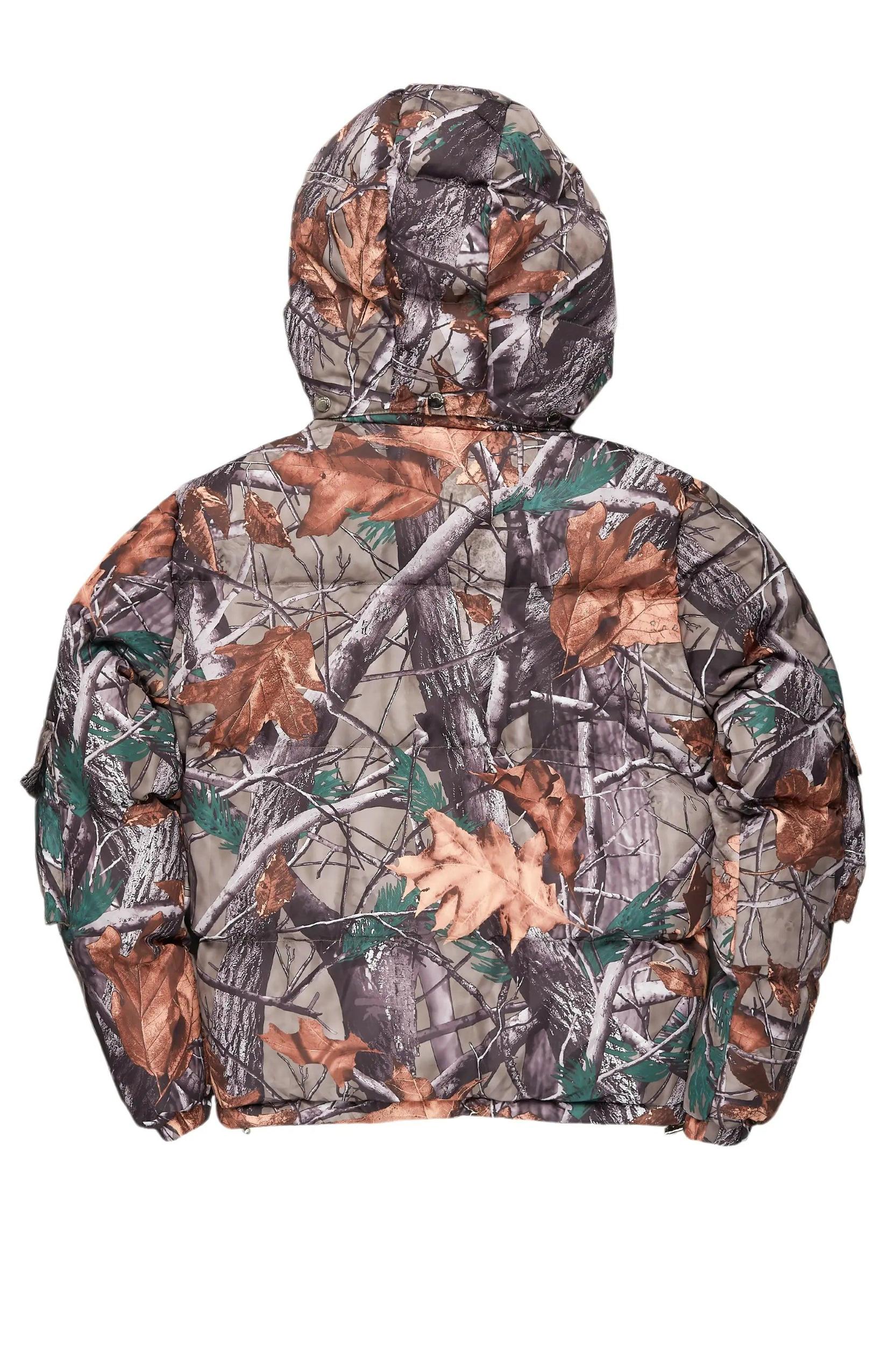 Bandik Beige Tree Camo Puffer Jacket Male Product Image