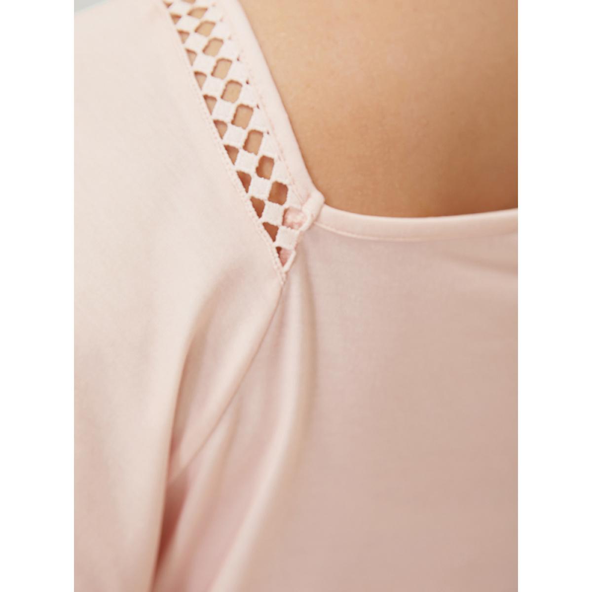 Plus Size Ombre Print Ruffle Sleeve Contrast Lace T-shirt OrangeRed Women Elegant Lace Ombre Square Neck Dailywear T-shirts BloomChic 28/5X Product Image