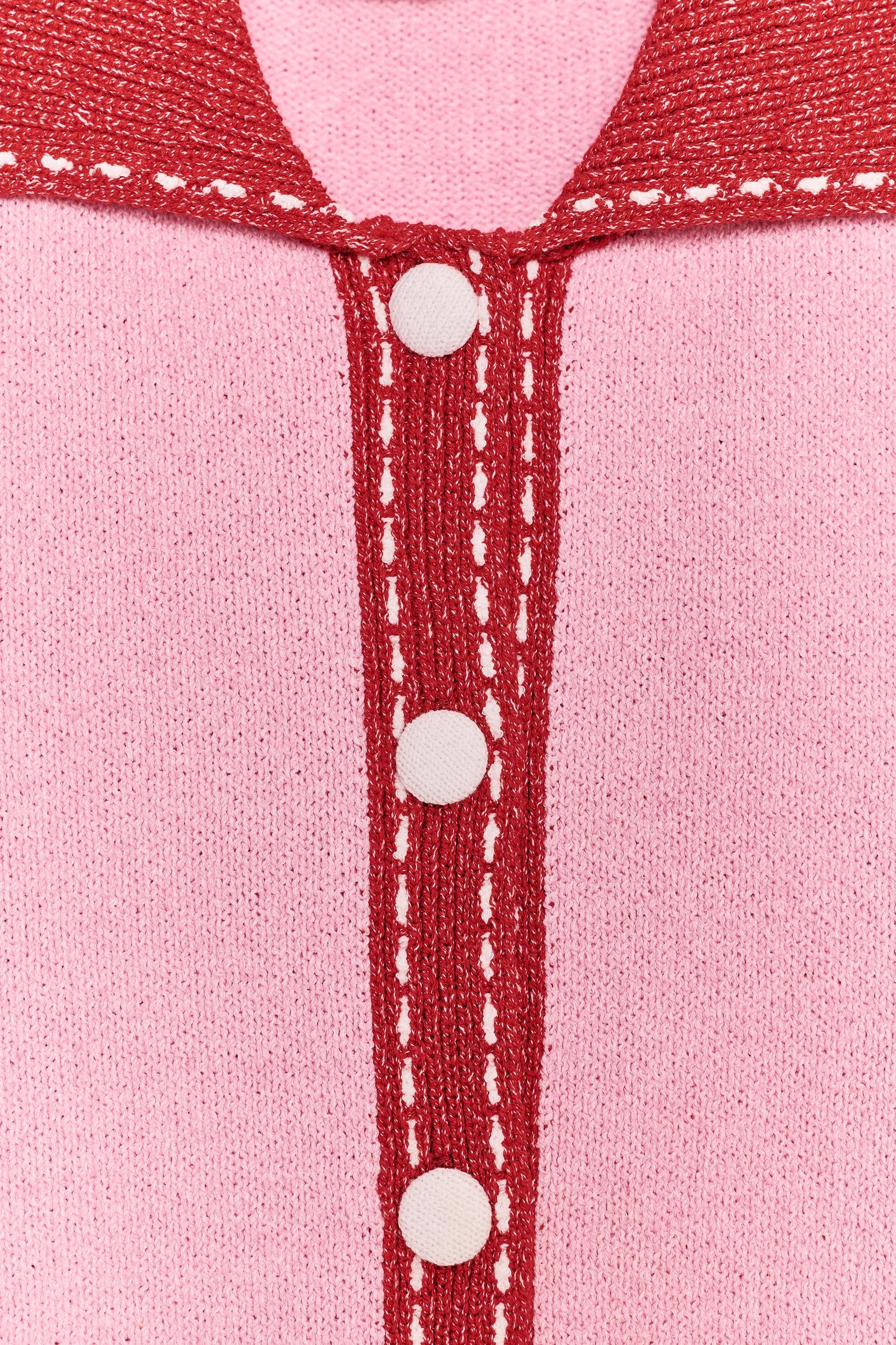 SHORT SLEEVE STITCHED KNIT CARDIGAN Product Image