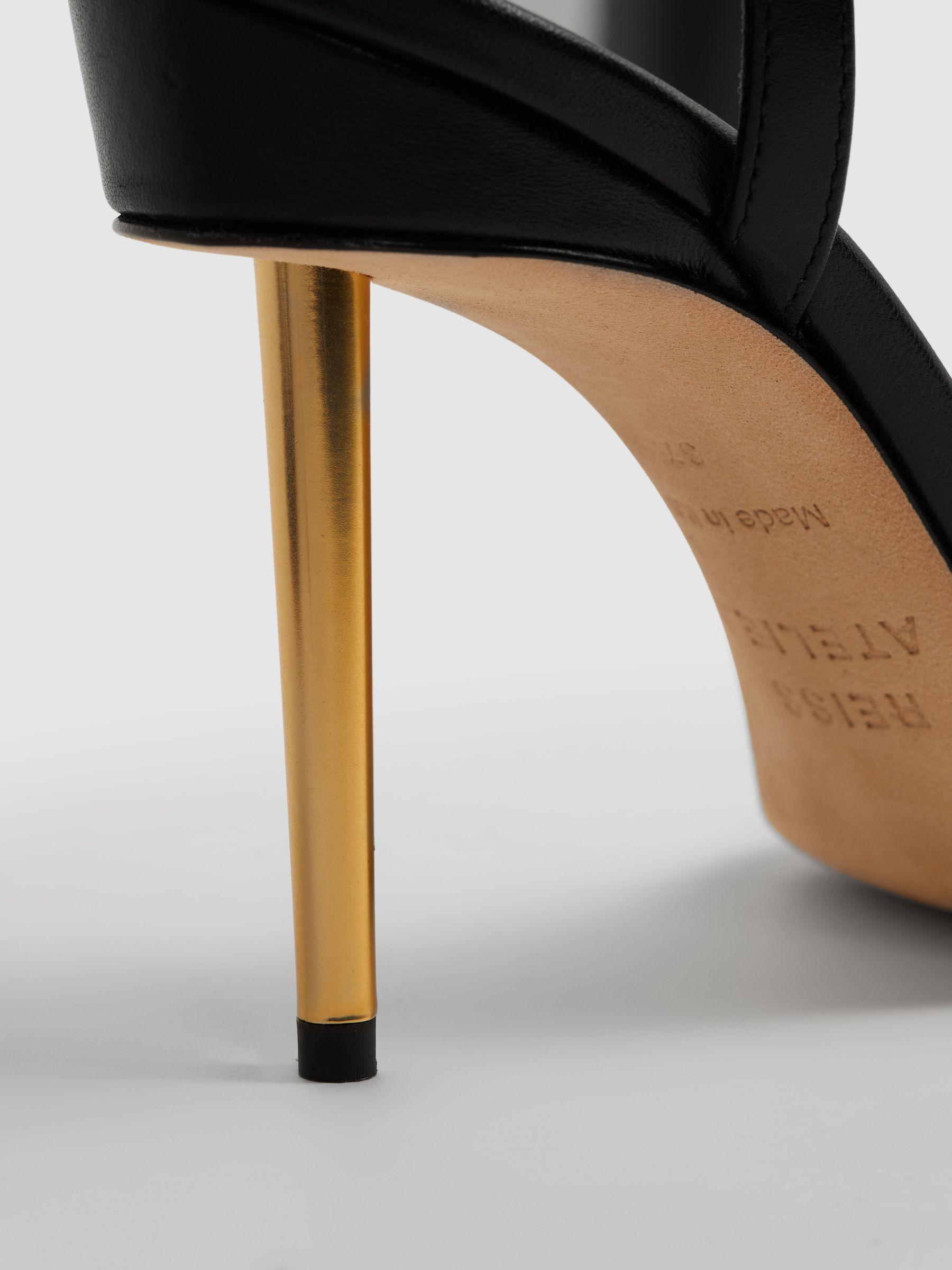 Italian Leather Strappy Heels in Black Product Image