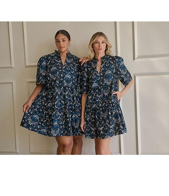 Sugarlips Plus Size Mini Floral Printed Short Sleeve A-Line Dress Product Image
