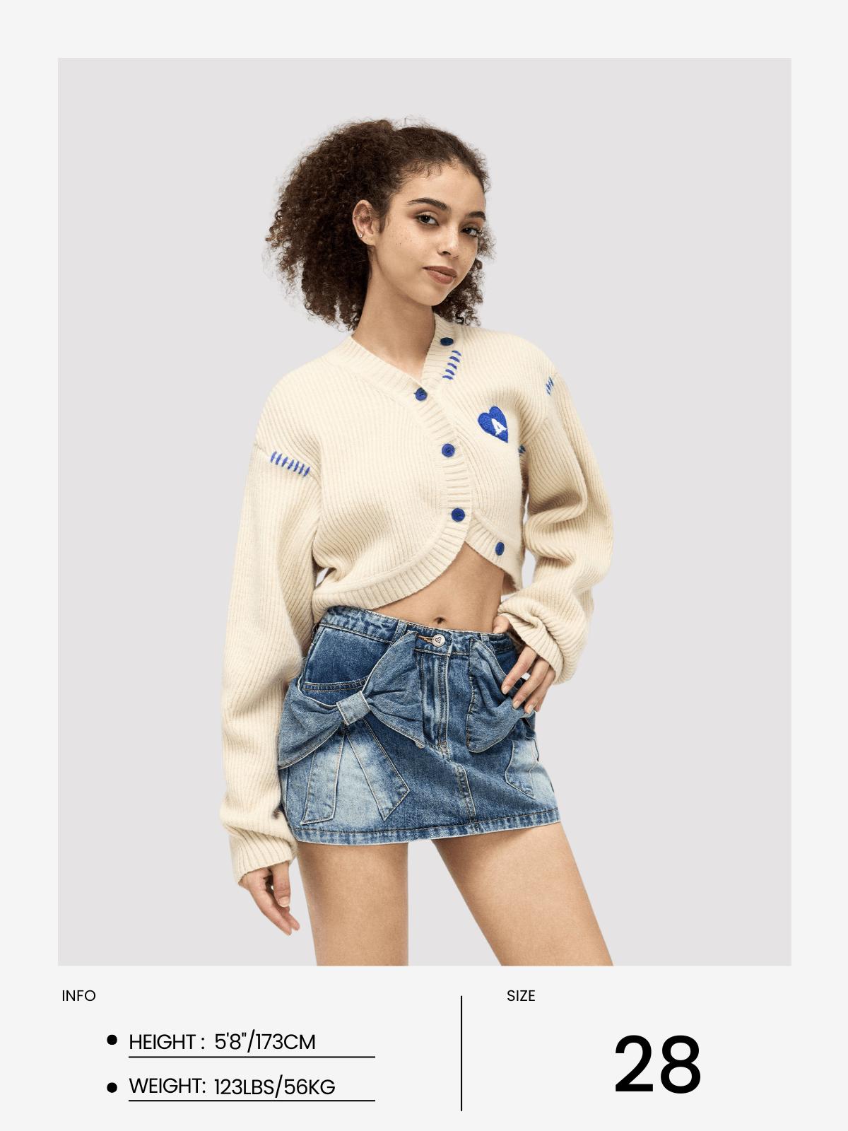 Aelfric Eden Bow Denim Micro Mini Skirt Female Product Image