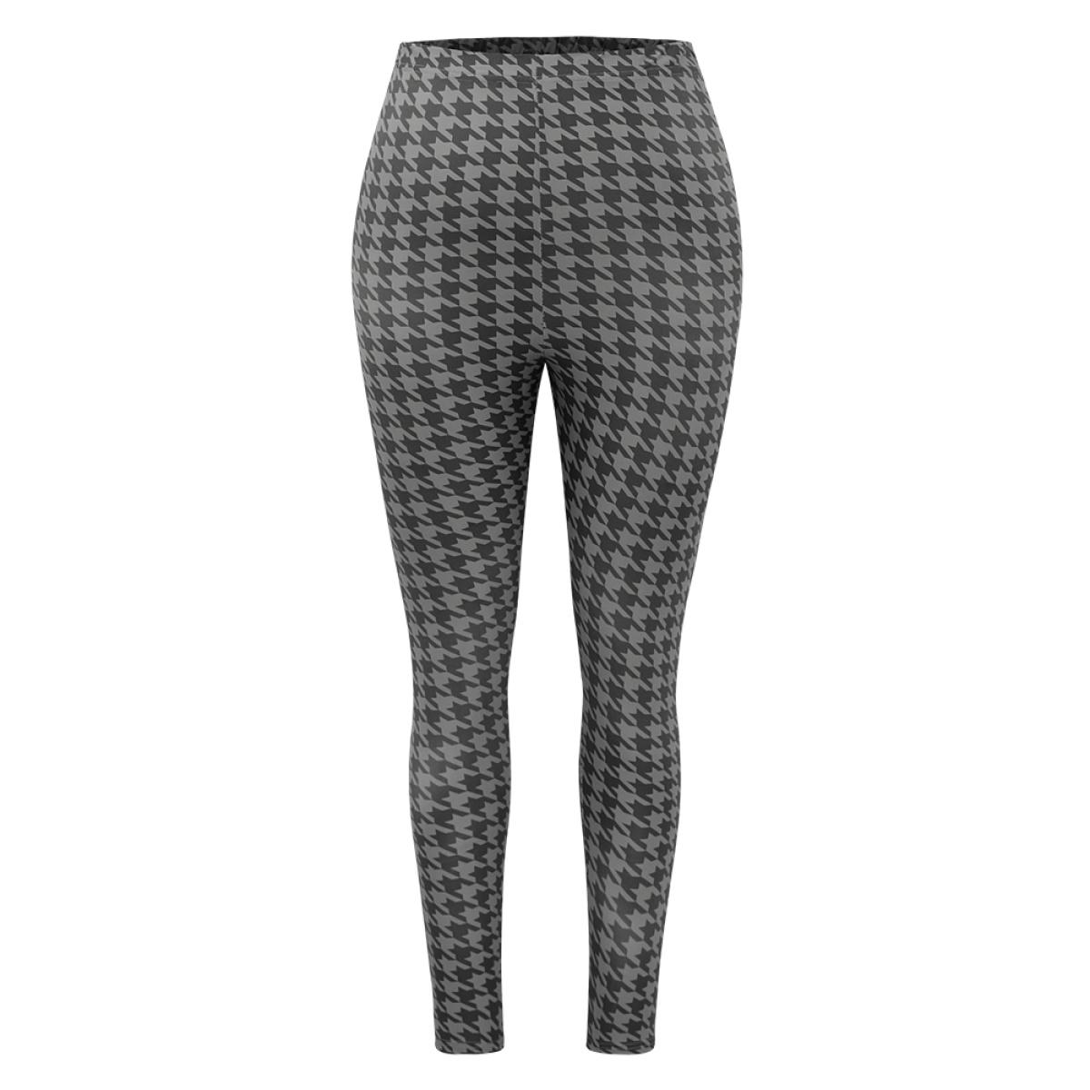 Plus Size Houndstooth Print High Rise Skinny Leggings Women DimGray Casual High stretch Skinny High Rise Dailywear Leggings BloomChic 14-16/1X Product Image