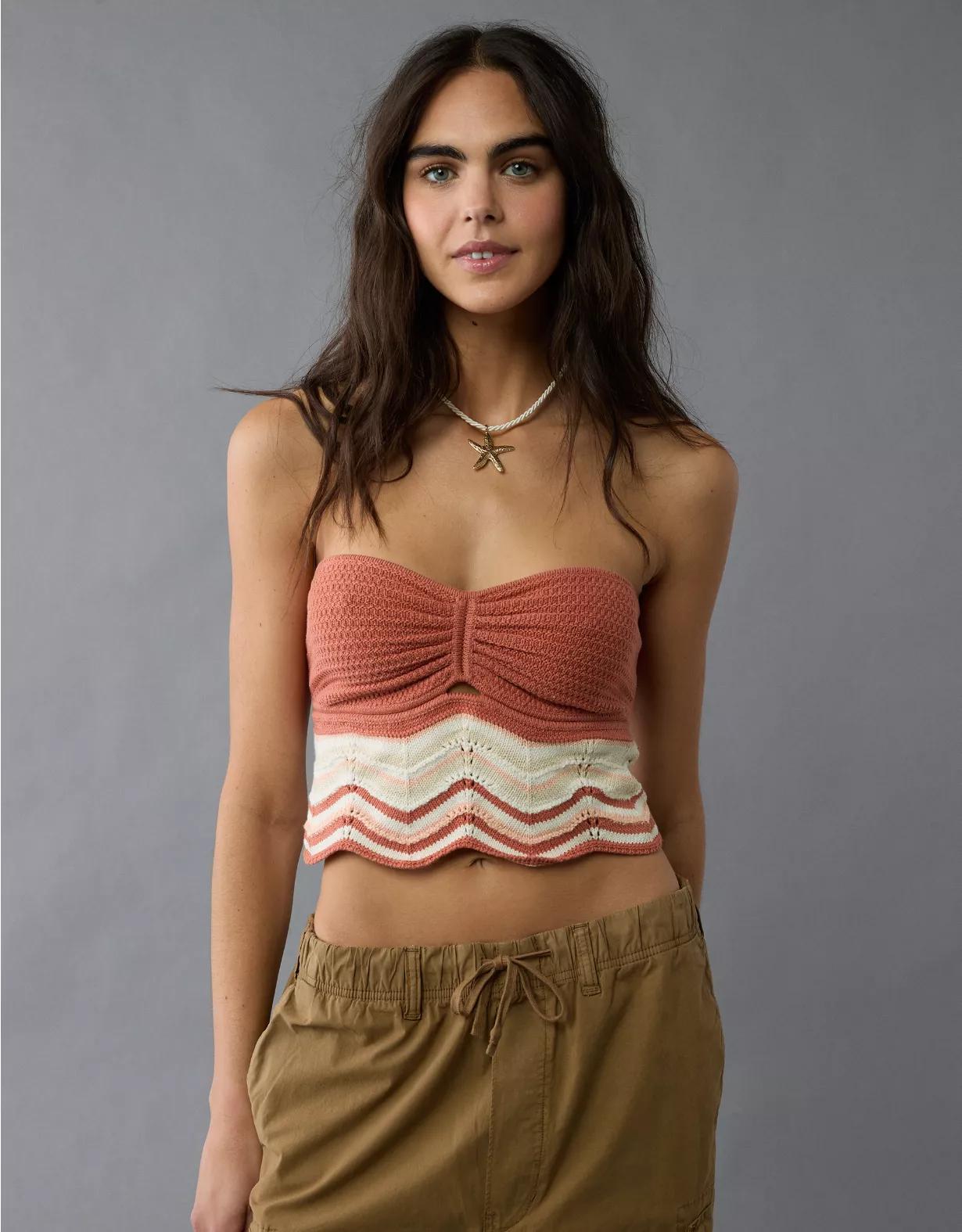 AE Cropped Chevron Crochet Tube Top Product Image