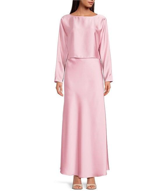 Antonio Melani Bella A-Line Coordinating Satin Maxi Skirt Product Image