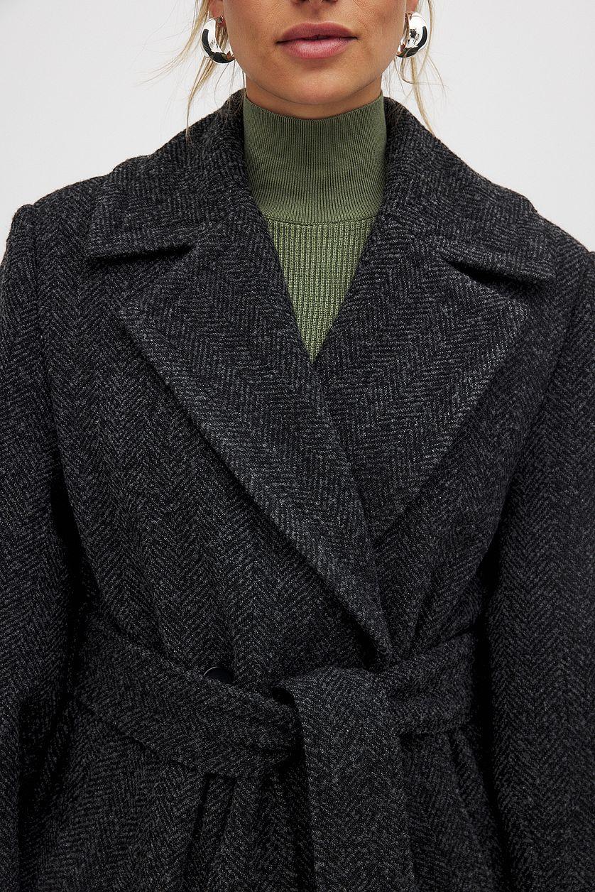 Herringbone Belted Coat Product Image