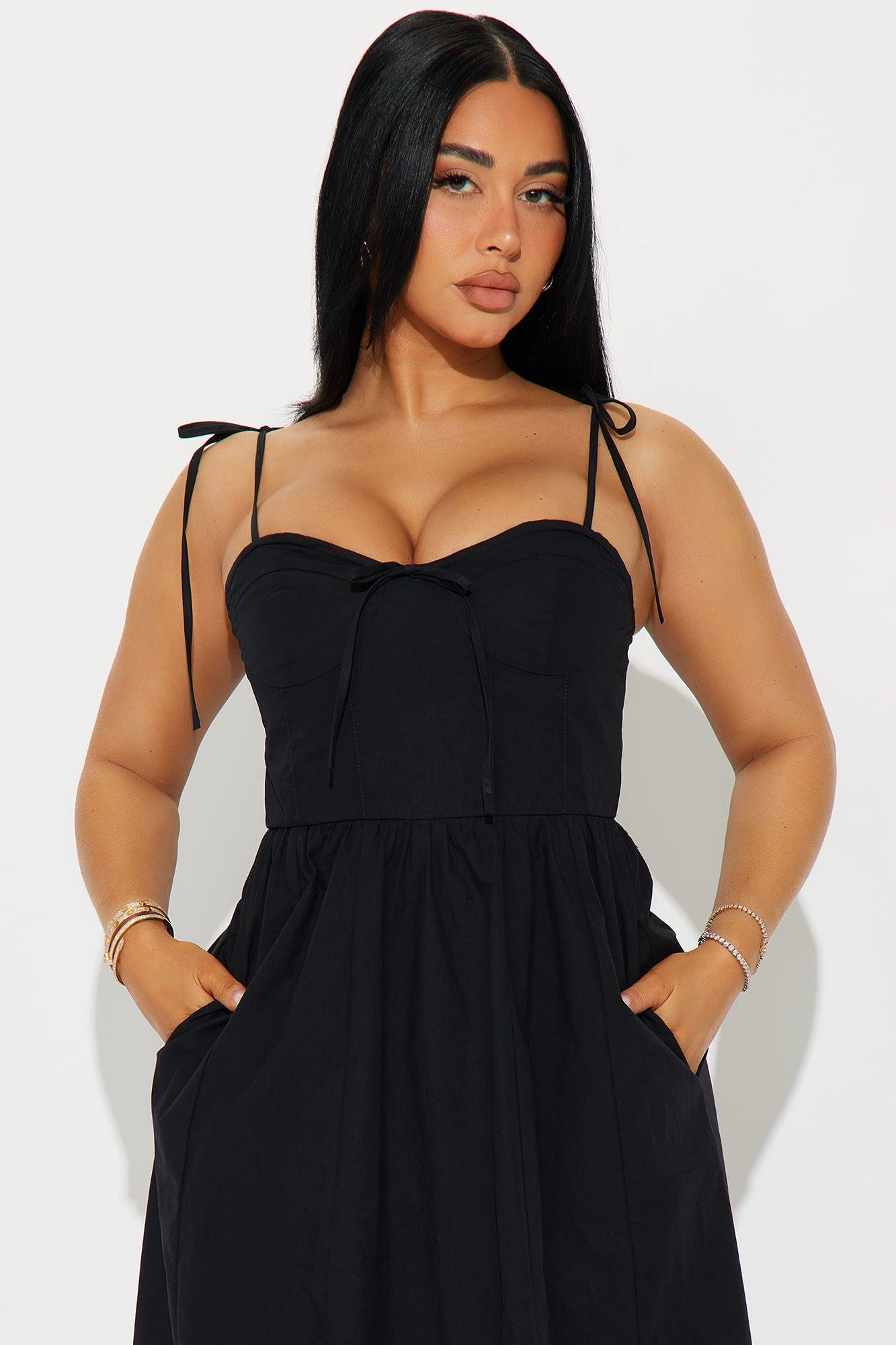 Daily Dose Poplin Midi Dress - Black Product Image