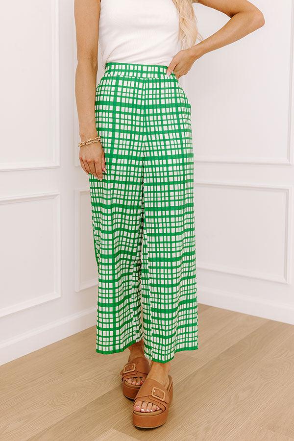 The Madison High Waist Plaid Pants in Green Product Image