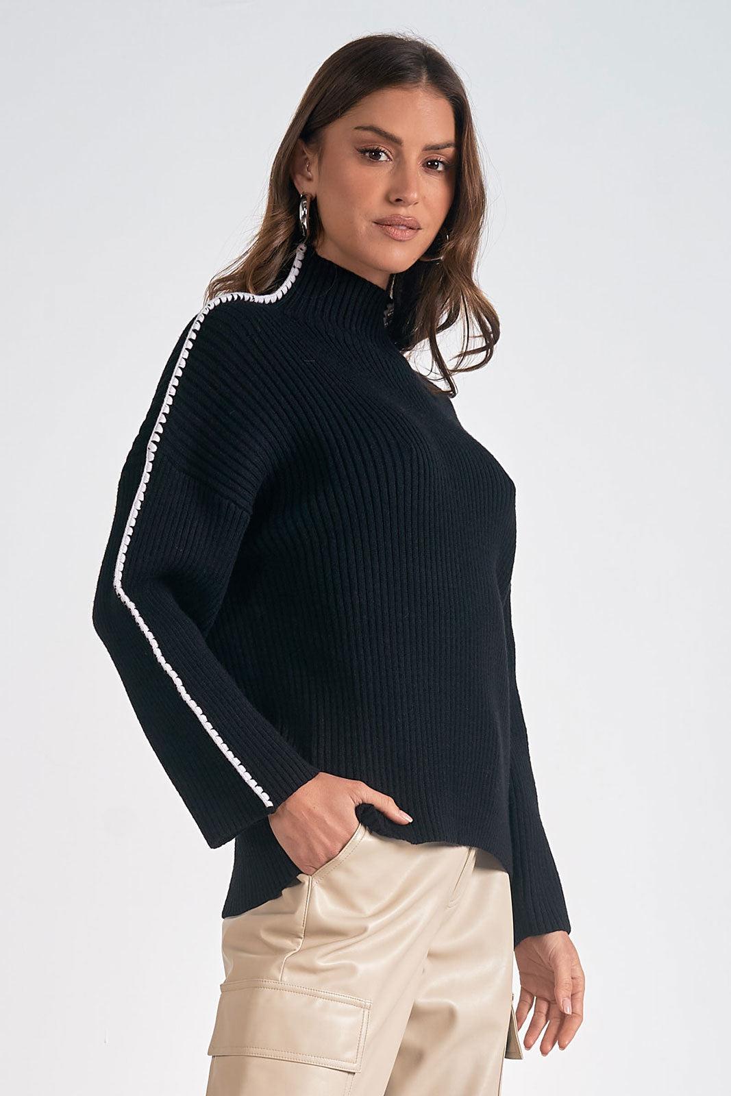 Piped Sleeve Mock Neck Product Image