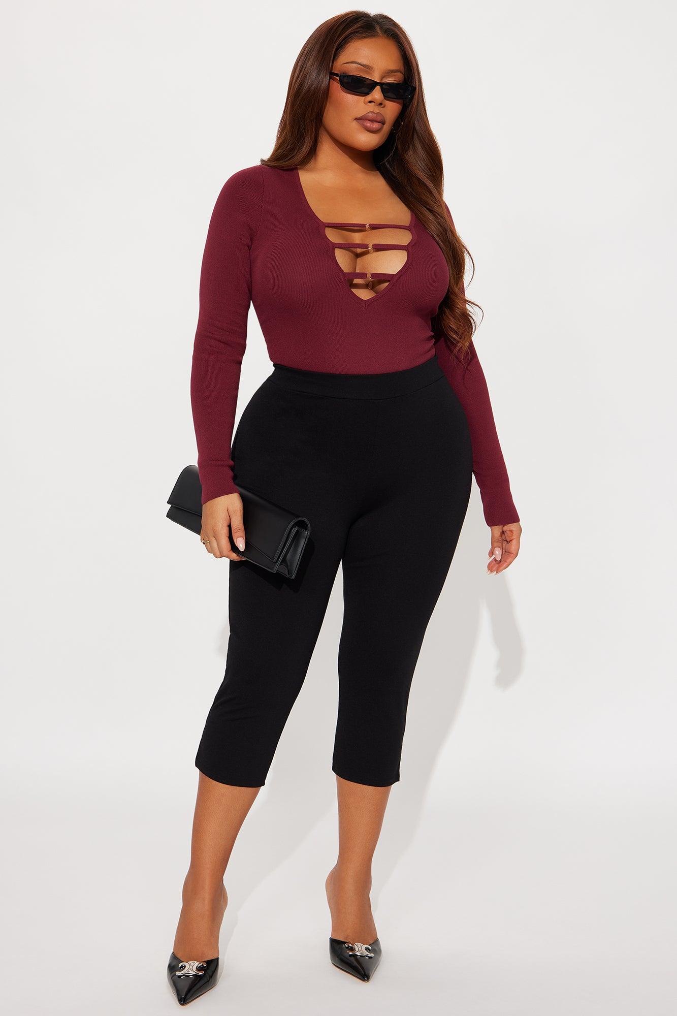 Jessi Cut Out Sweater Bodysuit - Burgundy Female Product Image