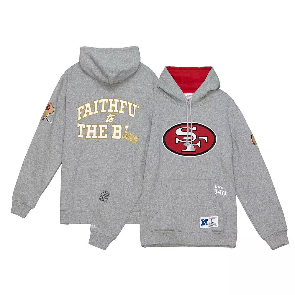 Men's Mitchell & Ness Heather Gray San Francisco 49ers Team Origins Fleece Pullover Hoodie, Size: Large, Grey Product Image