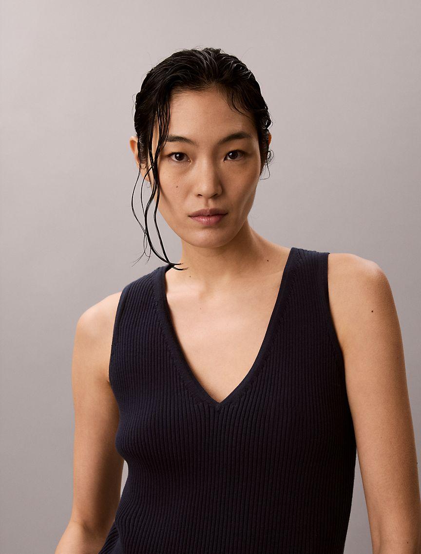 Cotton Rib Cardigan and Tank Set Product Image