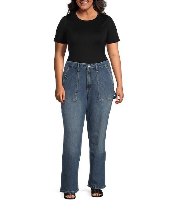 Good American Plus Good Icon Mid Rise Straight Carpenter Jeans Product Image