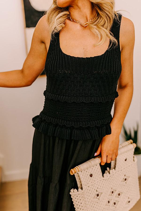 Sunset Beach Stroll Crochet Maxi Dress in Black Product Image