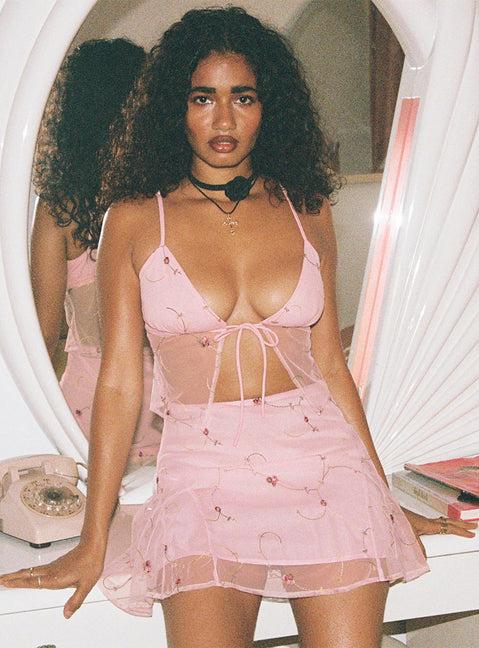 Rosen Mini Skirt Pink Floral Product Image