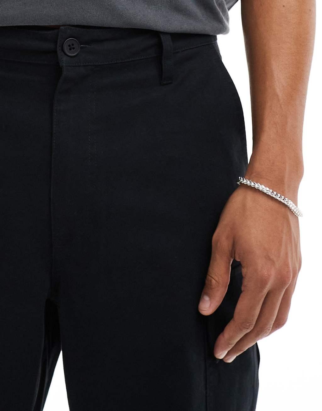 ASOS DESIGN baggy cargo pants in black Product Image