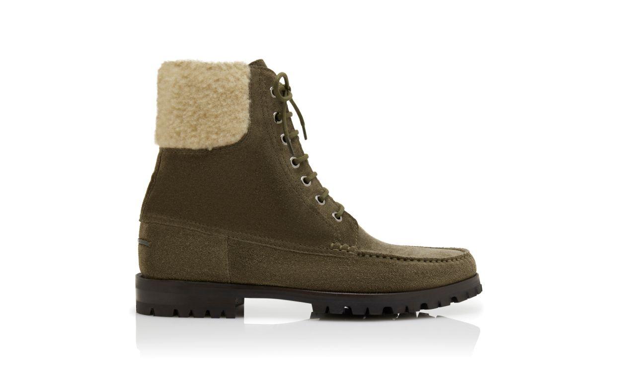 SYCAMORE Dark Green Suede Ankle Boots  Product Image