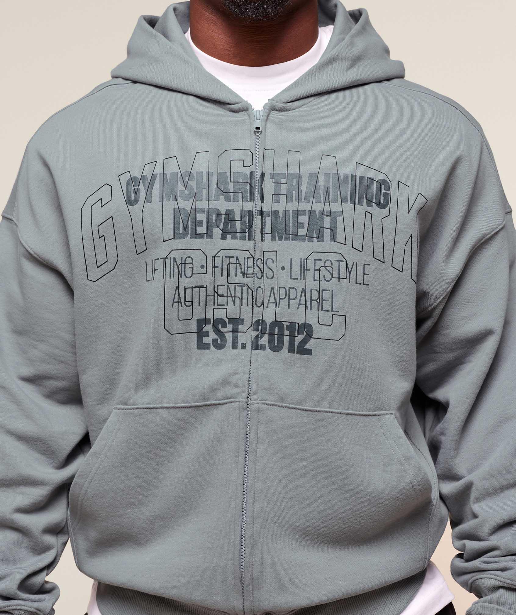 Gymshark Authentic Apparel Zip Up Hoodie - Smokey Grey Male Product Image