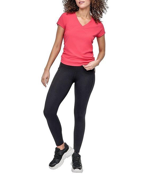 DKNY Sport by Donna Karan V Neck Short Sleeve Tech Ruched Side Seam Tee Product Image