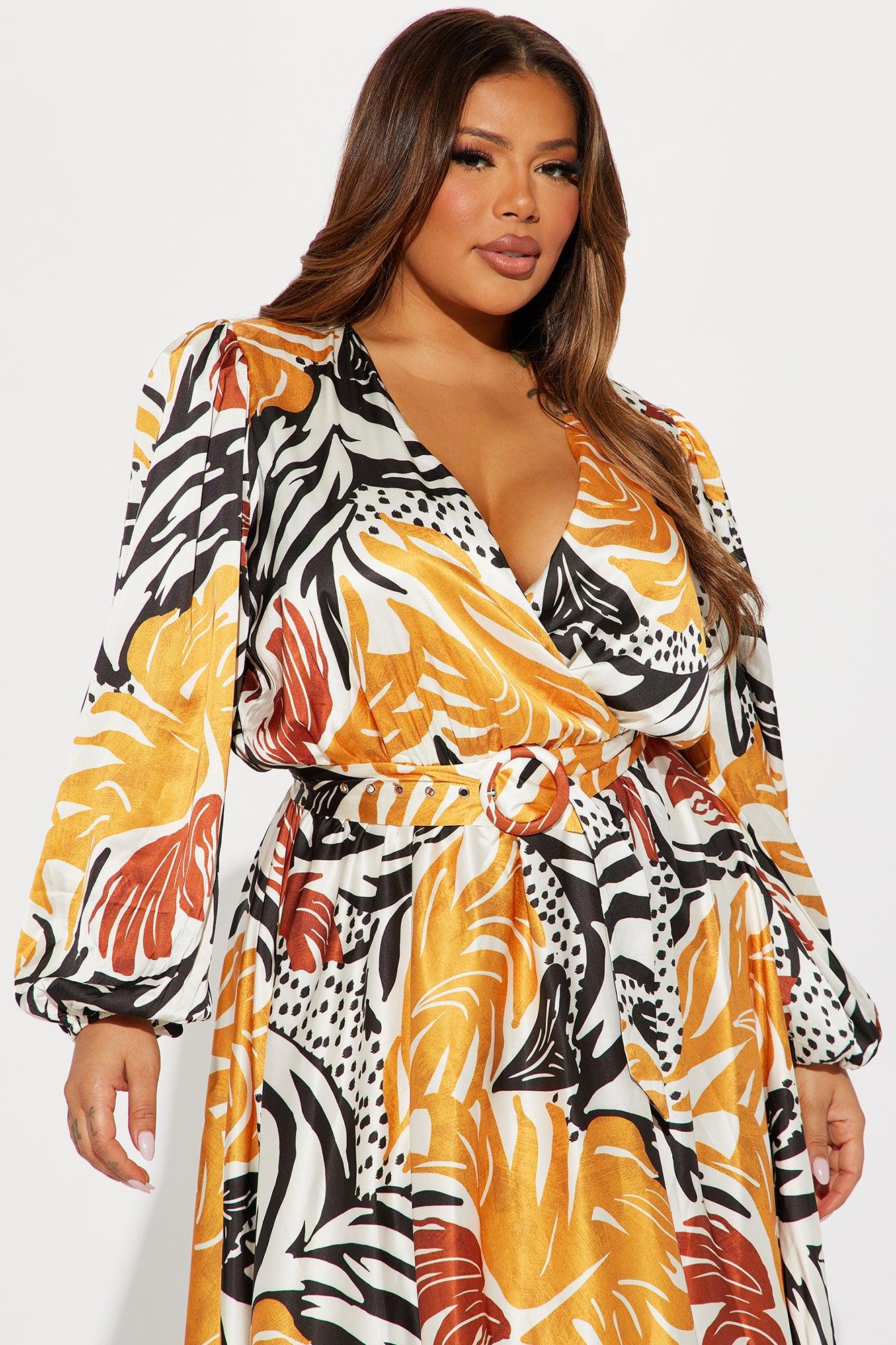 Tahiti Sunset Satin Maxi Dress - Mustard/combo Product Image