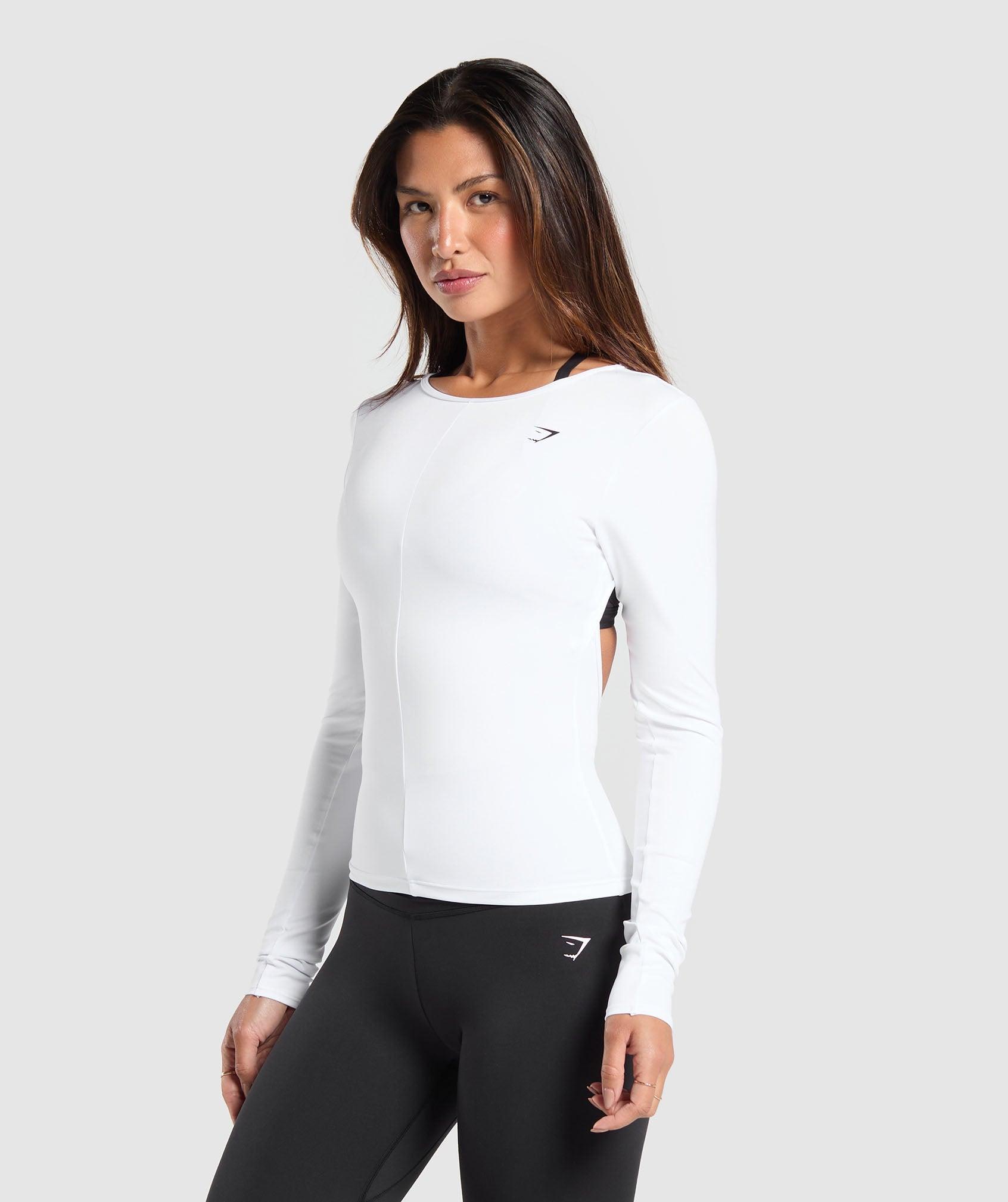 Gymshark Everyday Open Back Long Sleeve Top - White Female Product Image