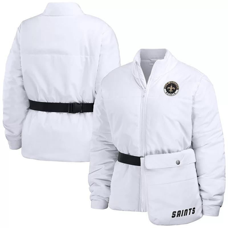 Women's WEAR by Erin Andrews White Miami Dolphins Packaway Full-Zip Puffer Jacket,  Product Image