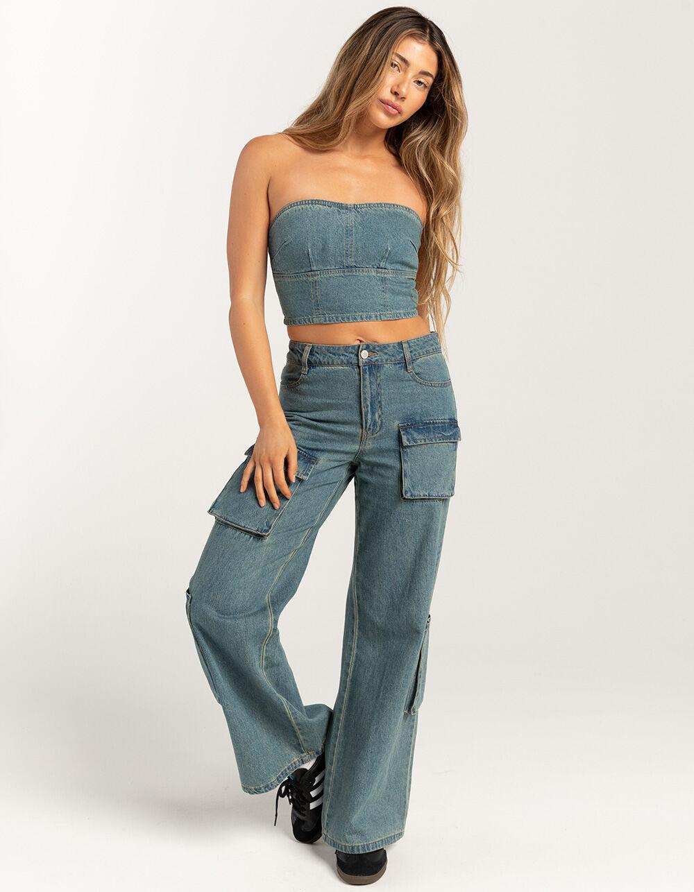 RSQ Womens Denim Tube Top - MEDIUM WASH Product Image