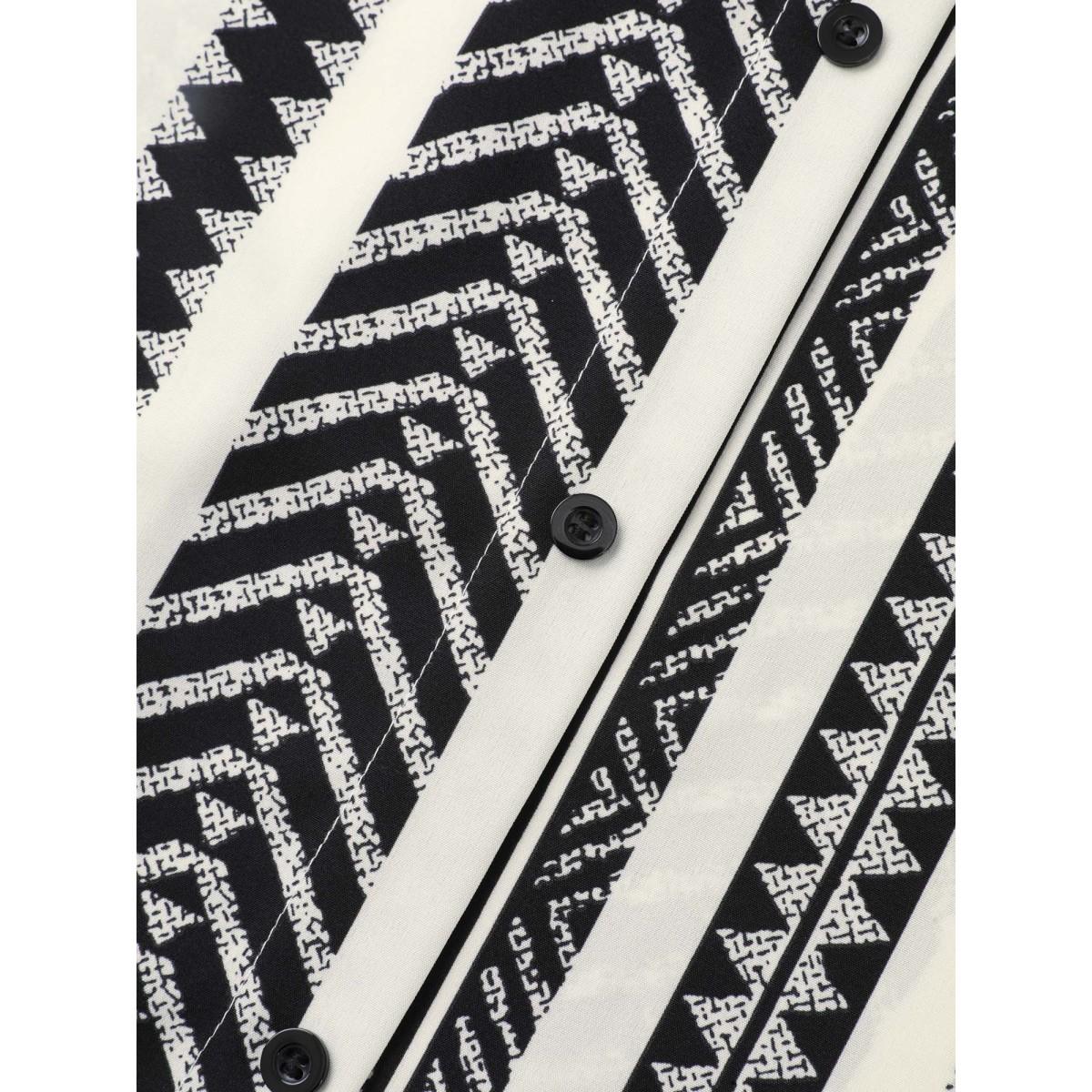 Plus Size Boho Striped Stretchy Waist Shirt Dress WhiteSmoke Women Resort Belted Shirt collar Short sleeve Curvy BloomChic 12/L Product Image