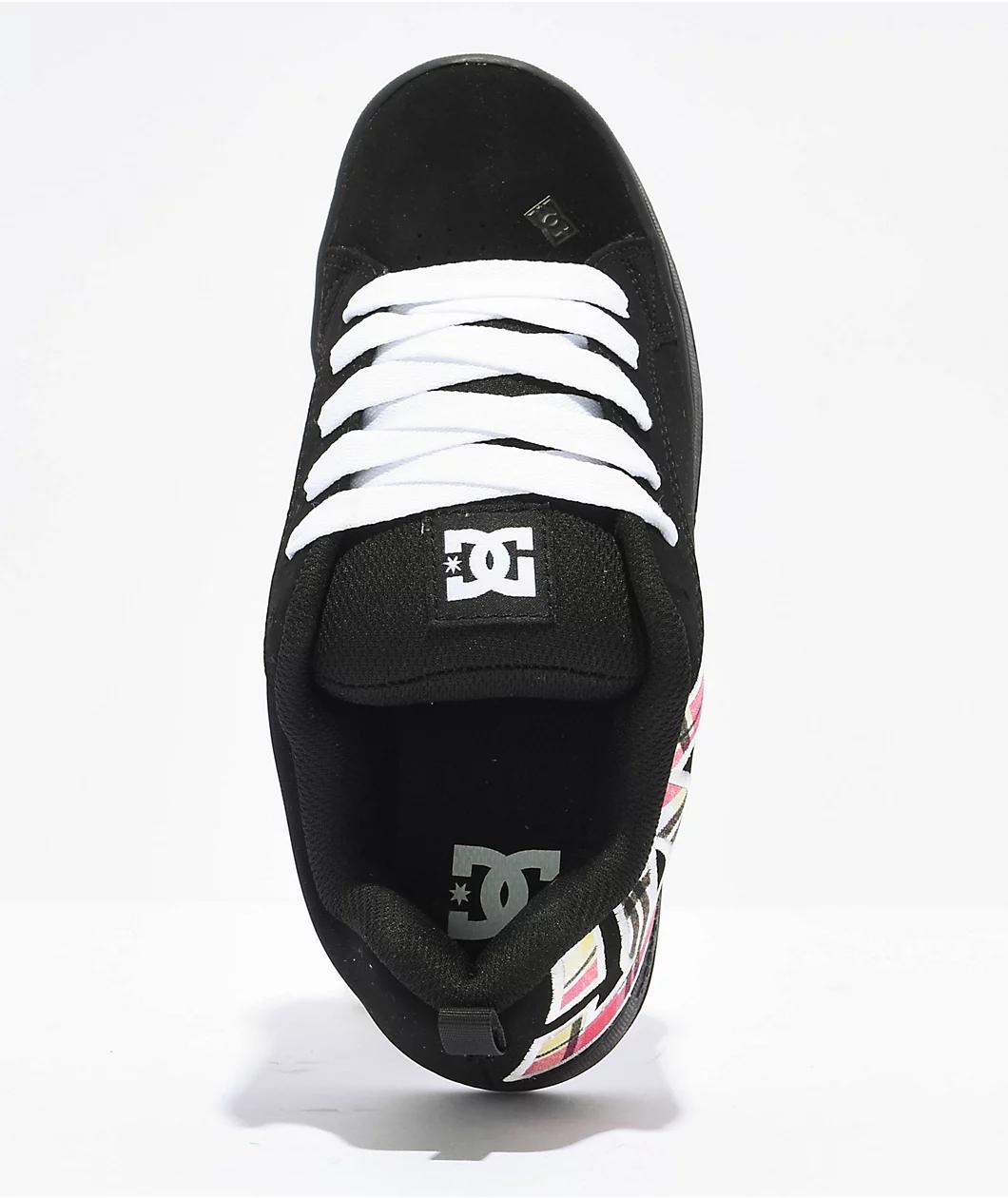 DC Court Graffik Black, Plaid & Pink Skate Shoes Product Image