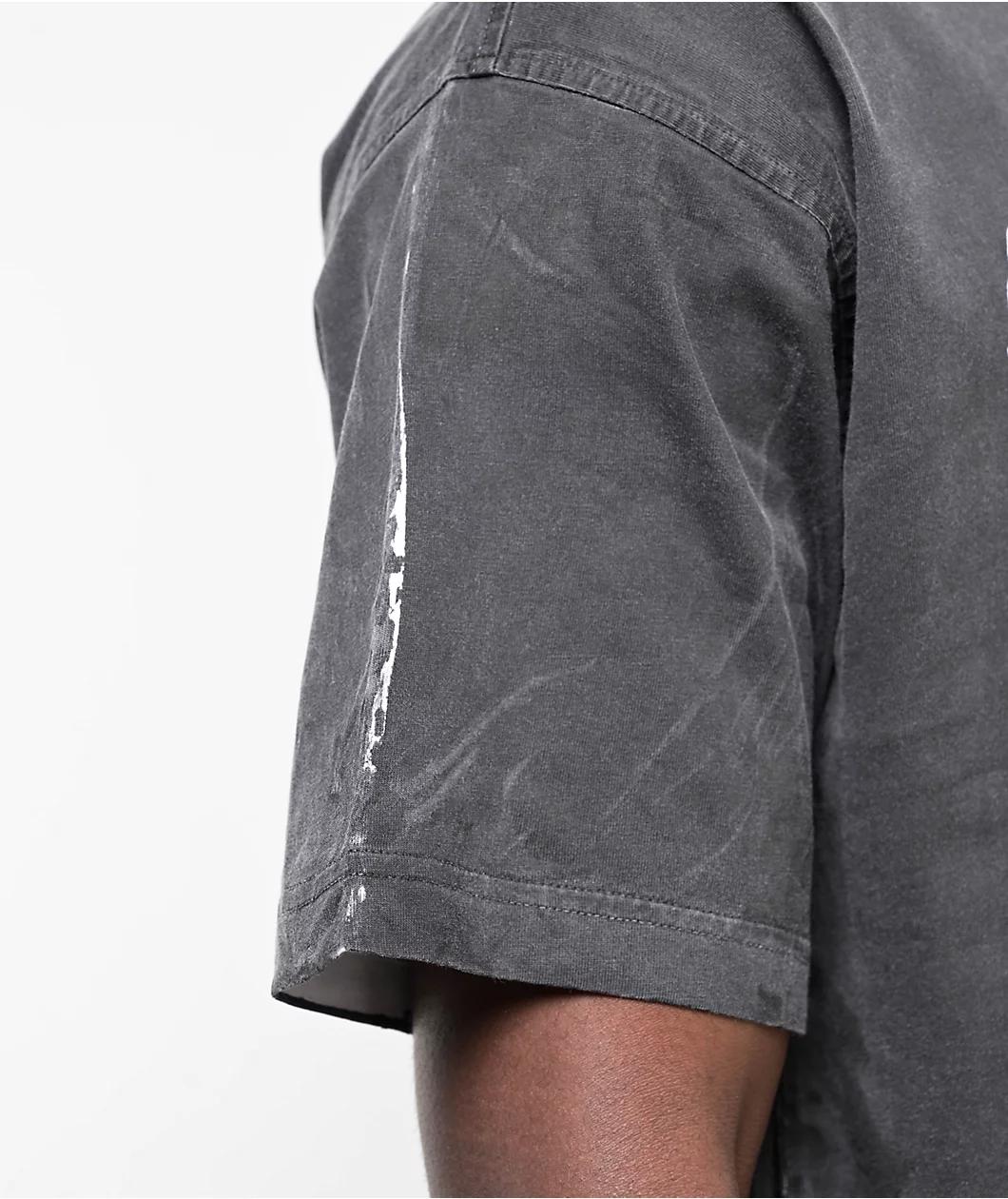 Welcome Mask Black Overprint Enzyme Wash T-Shirt Product Image