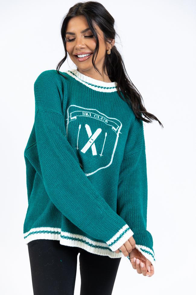 Ski Club Green and Ivory Embroidered Sweater Product Image
