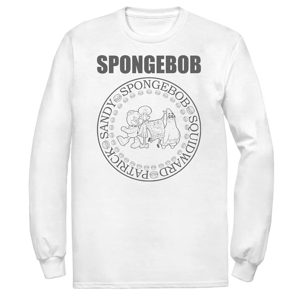 Men's Spongebob And Friends Circle Portrait Logo Long Sleeve Tee, Size: Large, White Product Image