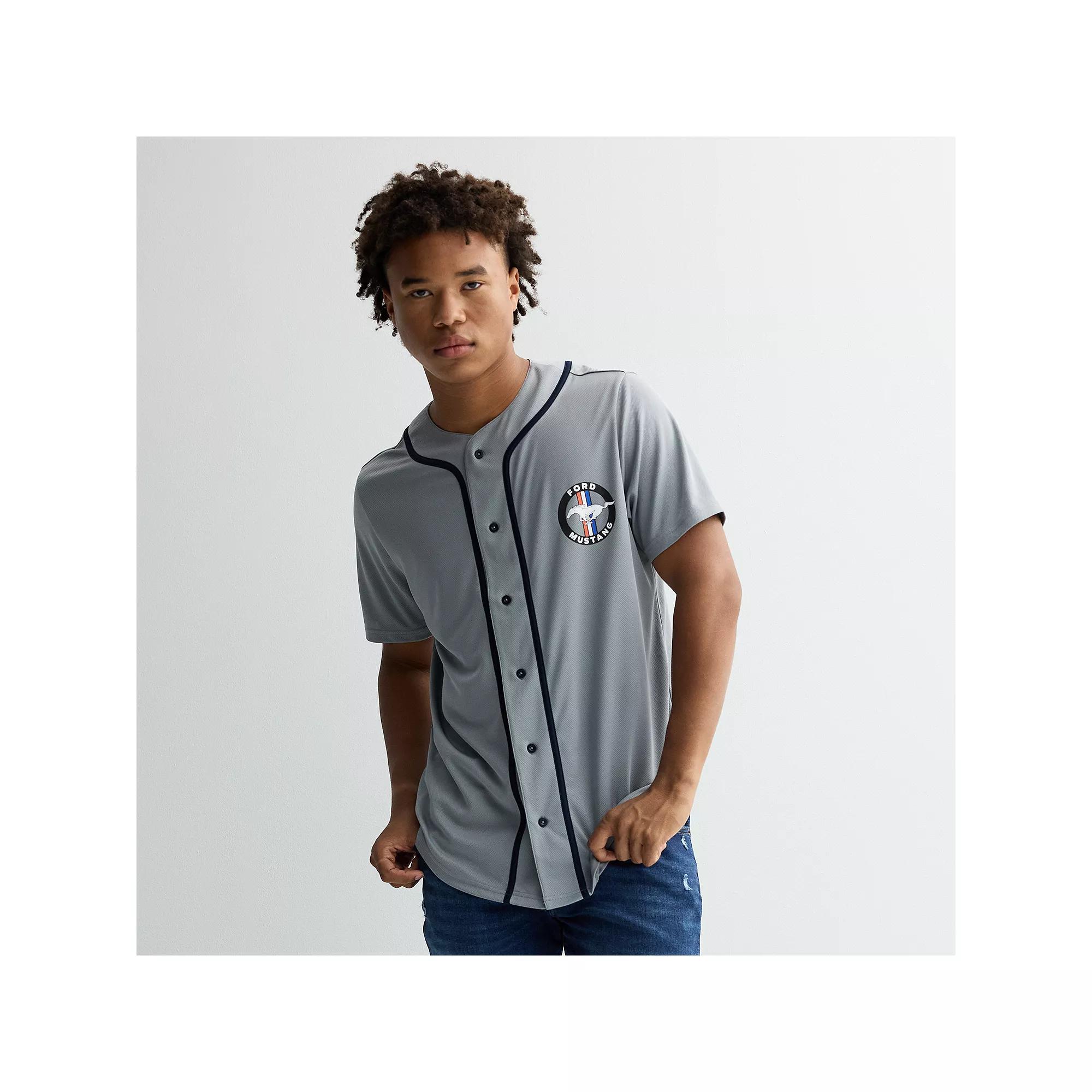 Men's Ford Mustang Button-Front Jersey, Size: XL, Gray Product Image