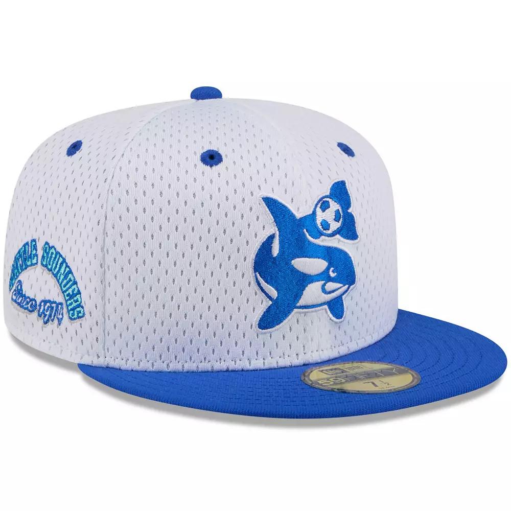 Men's New Era White Seattle Sounders FC Throwback Mesh 59FIFTY Fitted Hat, Size: 7 1/4 Product Image