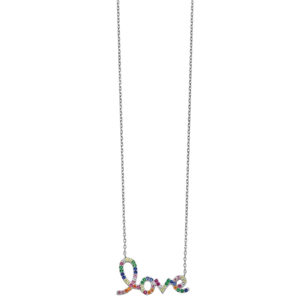 Sophie Miller Sterling Silver Colorful Cubic Zirconia Love Necklace, Women's, Size: 16" Product Image