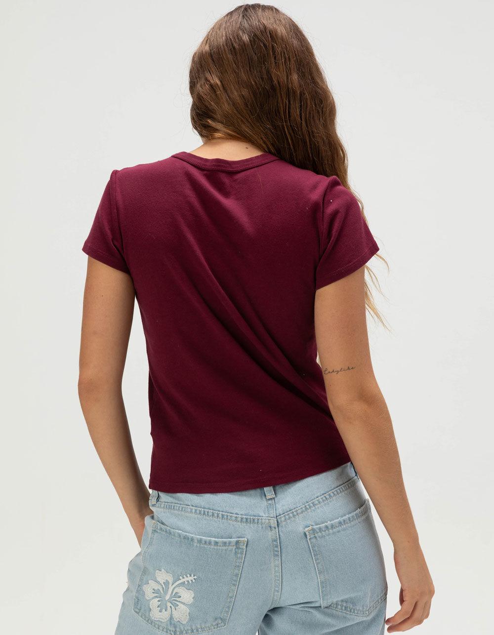 FULL TILT Hibiscus Womens Baby Tee - BURGUNDY Product Image