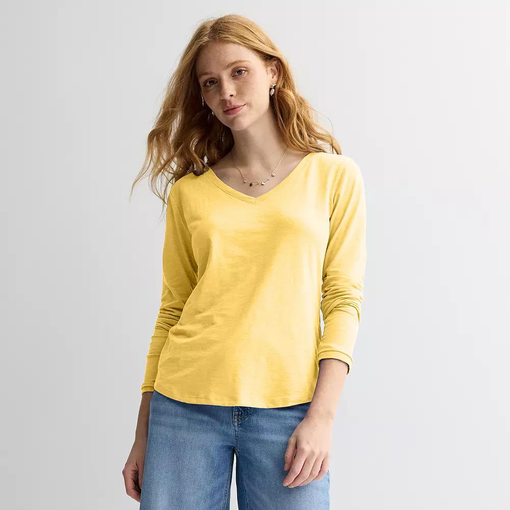 Petite Sonoma Goods For Life® Everyday Long Sleeve V-Neck T-Shirt, Women's,  Product Image