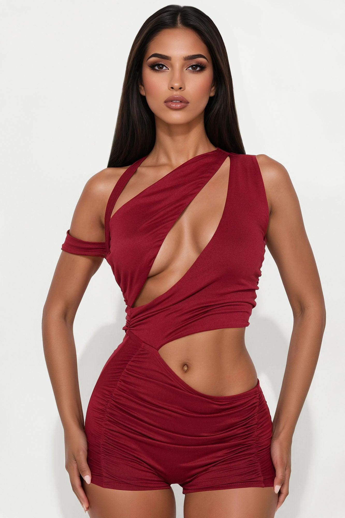 Down For Whatever Romper - Wine Female Product Image