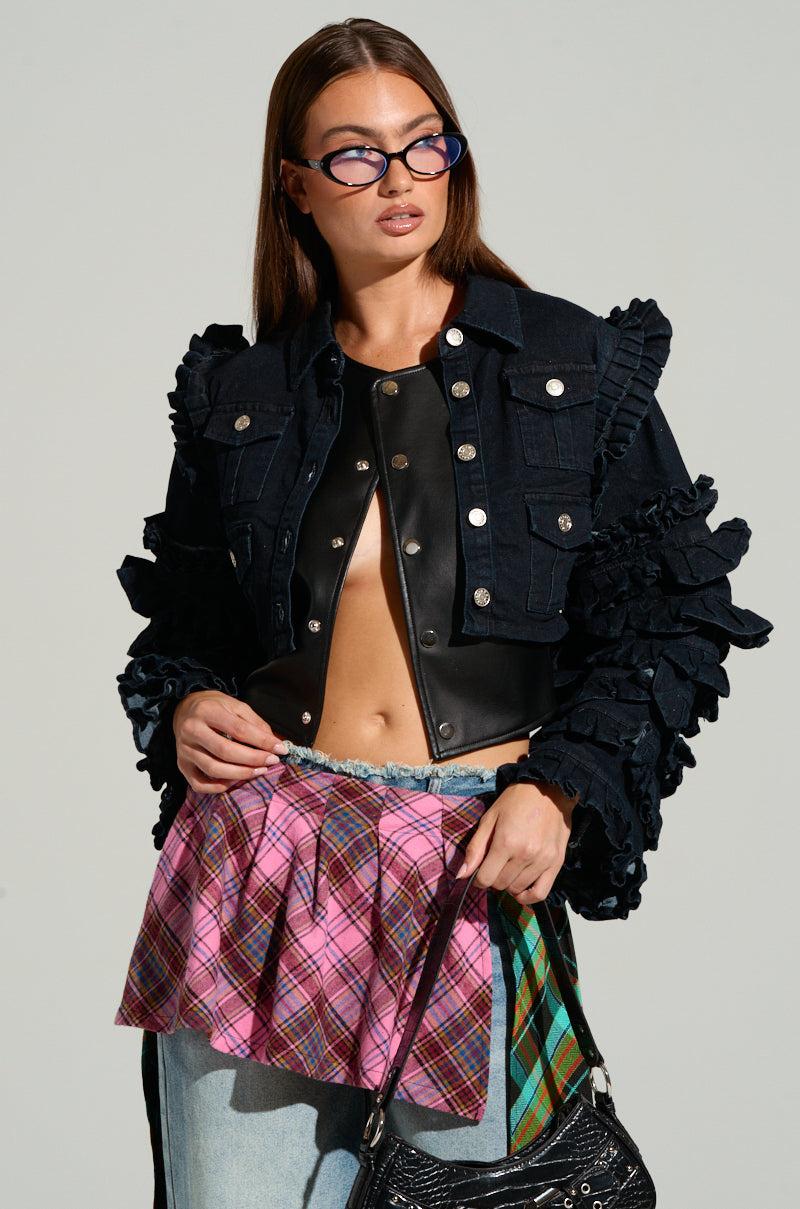 FELICITY STATEMENT SLEEVE DENIM JACKET Product Image