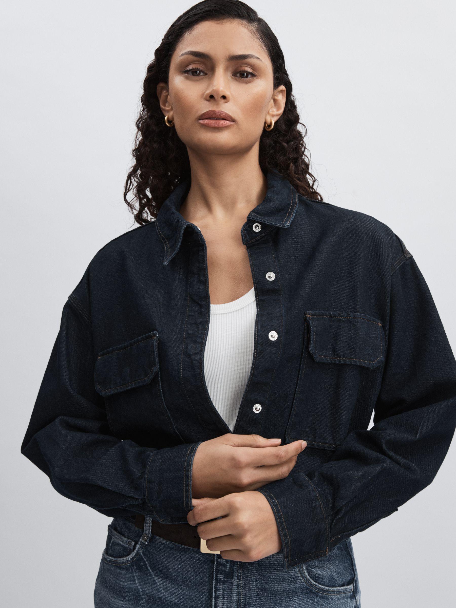 Good American Oversized Denim Shirt in Dark Indigo Product Image