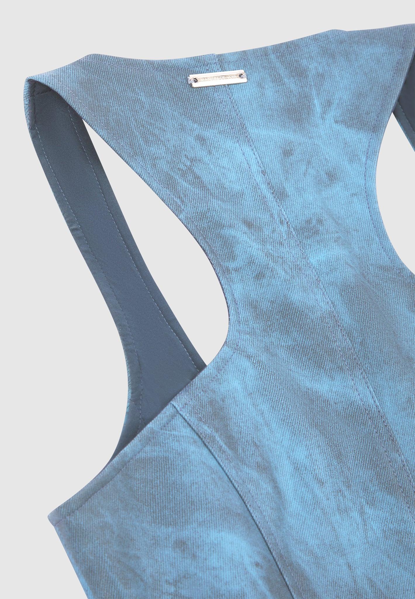 Vintage Marble Leather Corset Top - Washed Blue Female Product Image